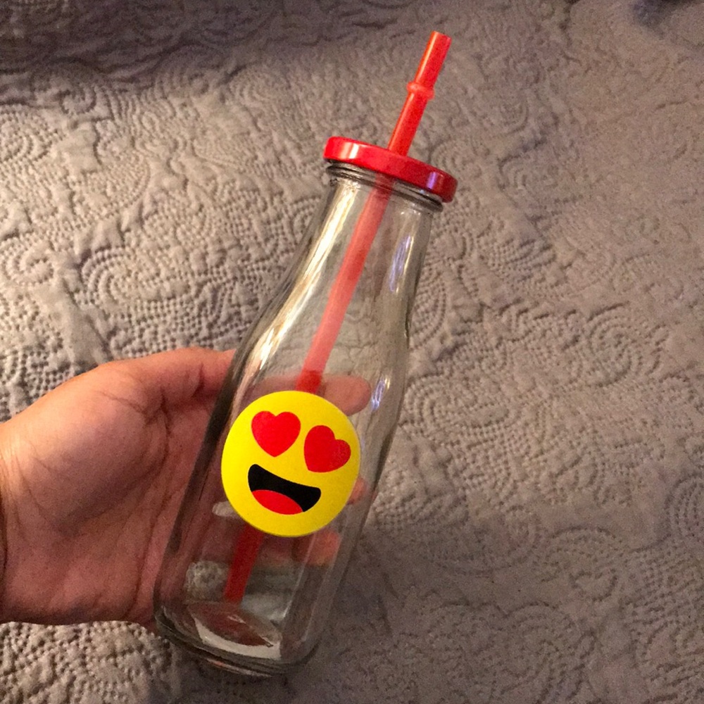 New. Happy Face 😍 Glass Bottle